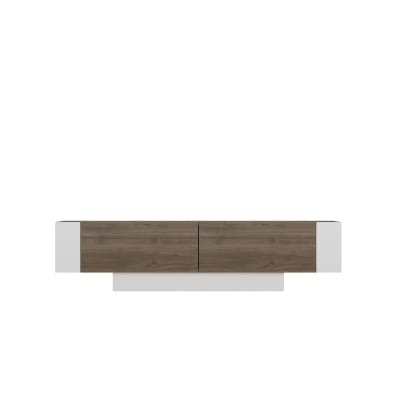 Meuble tv effet bois marron avec 2 étagères murales l150 cm