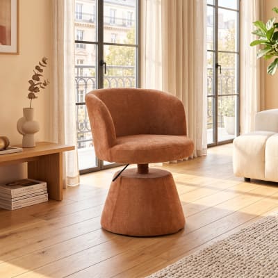 Chaise de salle à manger chenille rouge orange pivotant 360°