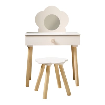 Coiffeuse enfant et sa chaise en mdf blanc