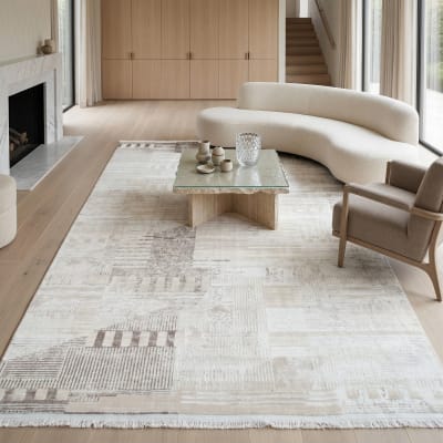 Tapis moderne texturé à motifs graphiques crème 160x230