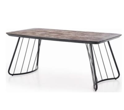 Table industrielle en verre et acier 180x90cm