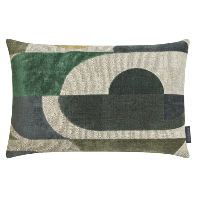 Housse de coussin velours jacquard chenille multicolore 60x40 cm