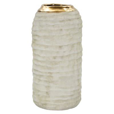 Vase en céramique avec détails dorés, design moderne, ø 12,5 x 25 cm