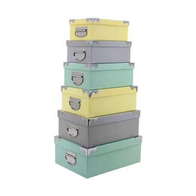 Set de 6 boites de rangement tricolores