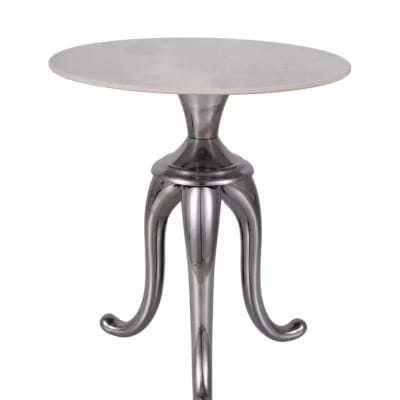 Table d'appoint en acier inoxydable blanc brillant effet marbre