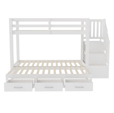 Lits superposés en bois avec rangement blanc 90x200 cm