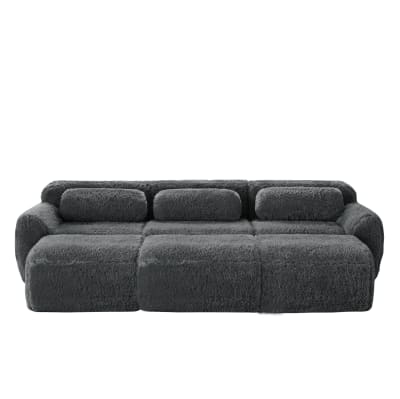 Canapés modulaires en peluche avec 3 ottomans gris