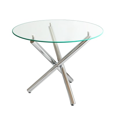 Table à manger en verre/métal avec pieds réglables argent 80x80x76 cm