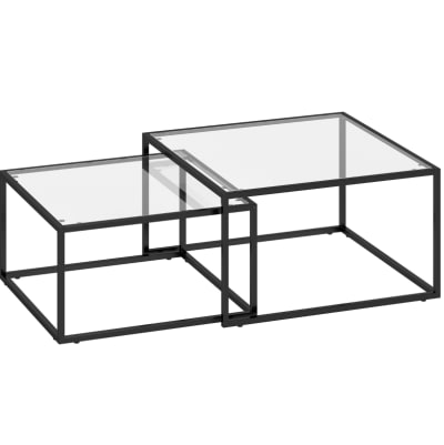 Tables basses gigognes en verre avec design flexible noir