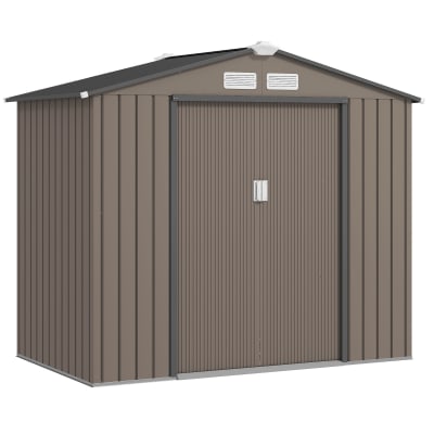 Abri de jardin porte verrouillable tôle d'acier marron