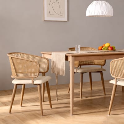 Lot de 2 chaises de salle à manger avec dossier en rotin