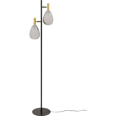Lampadaire en verre chromé et acier noir