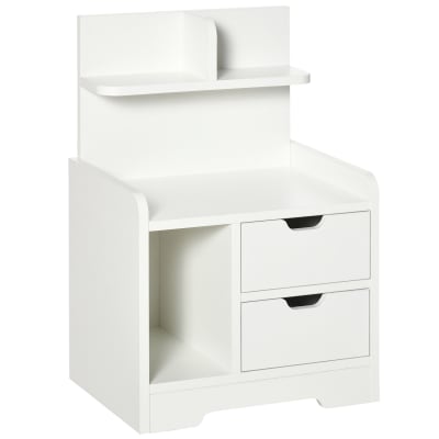 Chevet table de nuit multi-rangement blanc