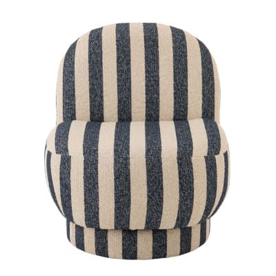 Fauteuil lounge en tissu rayé polyester bleu 72 x 64