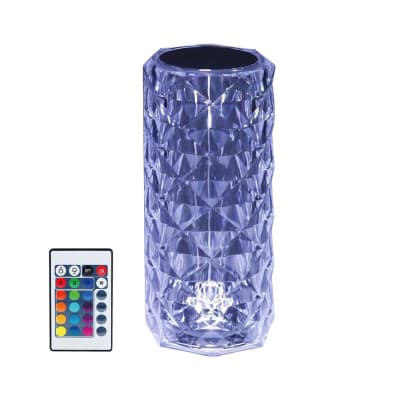 Lampe de table cristal transparent 9x9x21cm led