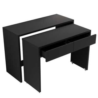 Bureaux en panneaux de particules avec roulettes noir 110x40x78 cm