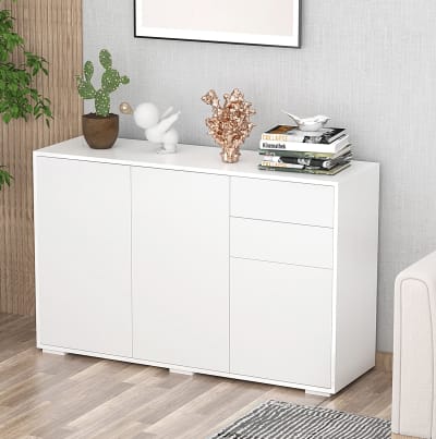 Buffets en panneau de particules avec rangement blanc 117x36x74 cm