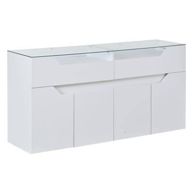 Buffets en panneau de particules avec 2 tiroirs blanc 140x40x70 cm