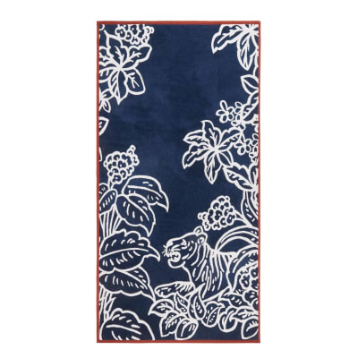 Drap de plage en coton bleu 90x180 cm