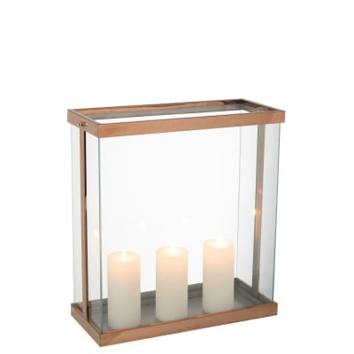 Lanterne rectangulaire en verre doré 41.5x18x45 cm