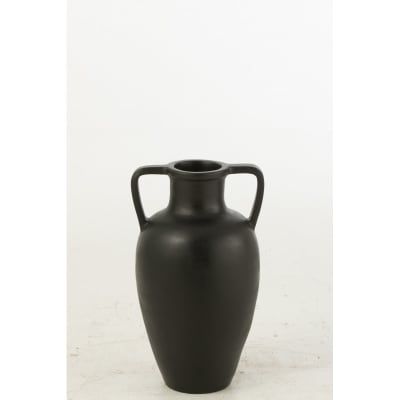 Vase 2 anses en poterie noir 30x30x48 cm