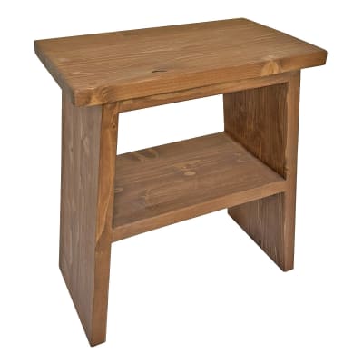 Banc d'appoint en bois massif avec étagère ton chêne 42cm