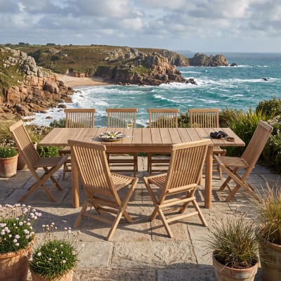 Ensemble de jardin en teck massif 8 places