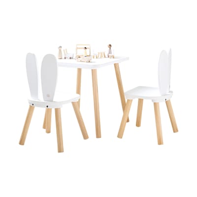 Ensemble 2 chaises et table enfant en mdf blanc