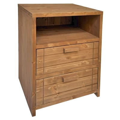 Table de chevet en bois massif avec 2 tiroirs finition chêne 40cm
