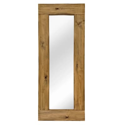 Grand miroir rectangulaire en bois massif chêne vieilli 165x65cm