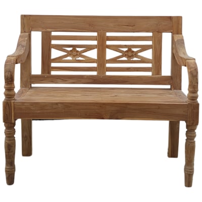 Banc en teck massif marron 100x47x90 cm 2 places