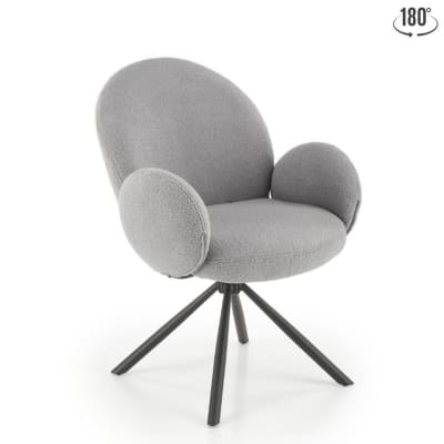 Chaise pivotante tissu de polyester boulé avec accoudoirs design grise