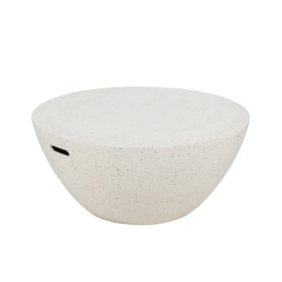 Table basse monolithe en résine effet magnésium blanc moucheté 90 cm