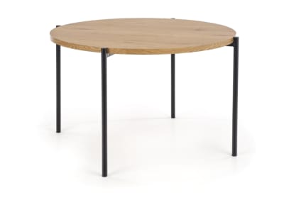 Table ronde pieds acier couleur chêne doré et noir 120cm