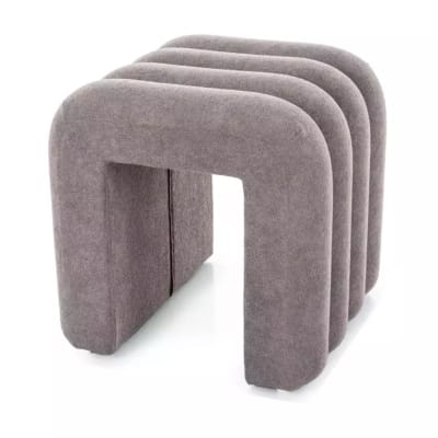 Pouf design en tissu de polyester gris au design ondulé moderne