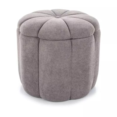 Pouf en tissu de polyester gris avec rangement et assise fleur