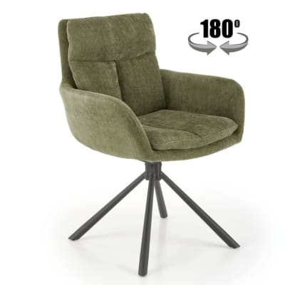 Chaise pivotante design et rembourrée en tissu de polyester vert
