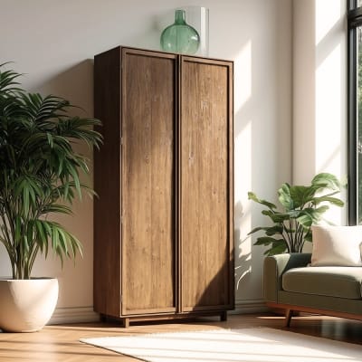 Armoire 2 portes 90x200cm en bois de teck recyclé