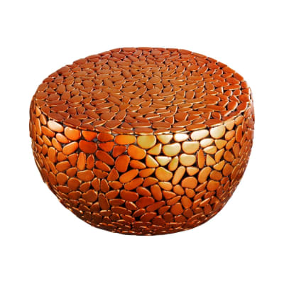 Table basse en fer effet mosaïque coloris cuivre 72x40x70cm