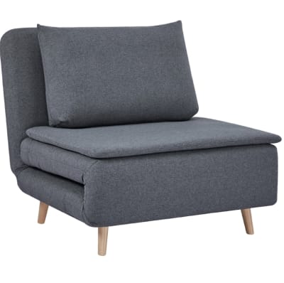 Fauteuil convertible 1 place en polyester gris 191x95 cm