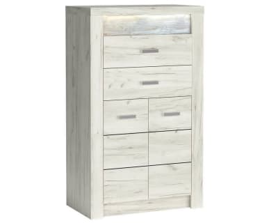Commode haute  avec poignées en acier sans LED blanche