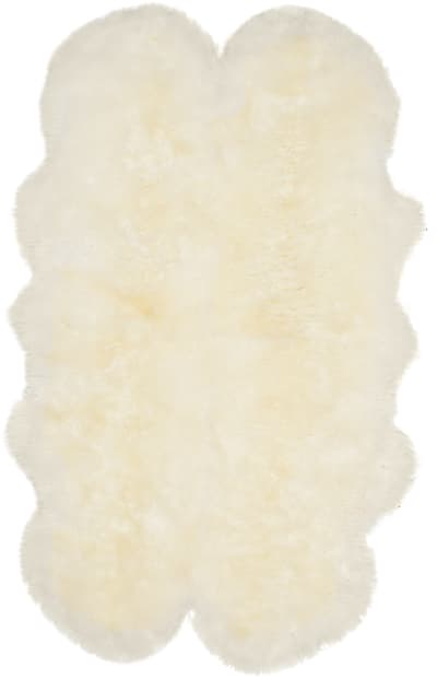Tapis peau de mouton en peluche blanc, 109 x 180 cm