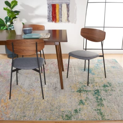 Tapis contemporain en polypropylène gris/or, 274 x 366 cm
