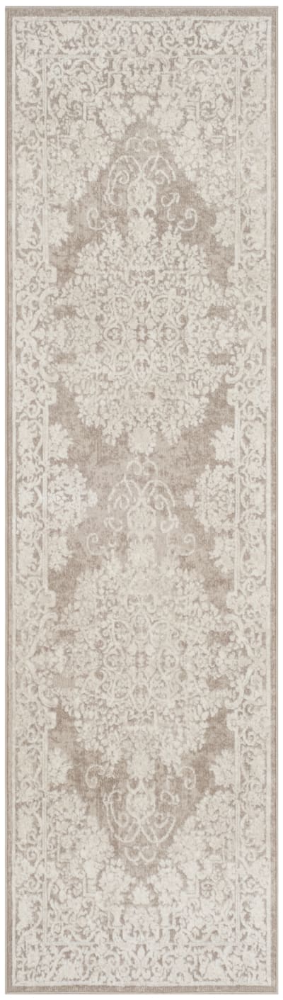 Tapis contemporary en polyester beige, 69 x 244 cm