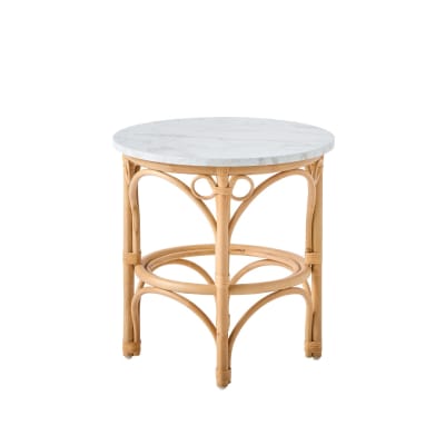 Table basse rotin plateau blanc