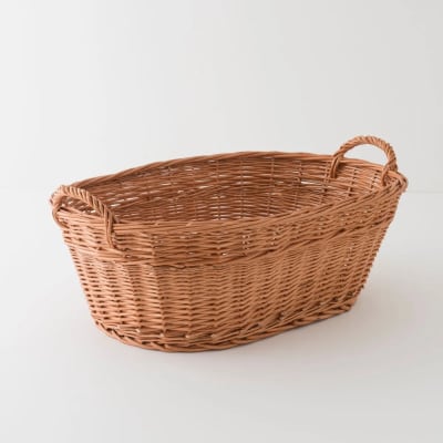 Panière à linge ovale en osier marron