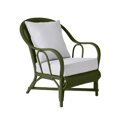 Fauteuil rotin laqué vert bronze