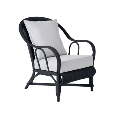 Fauteuil rotin laqué noir