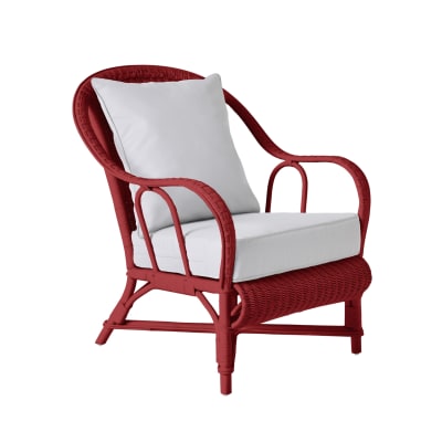 Fauteuil rotin laqué rubis