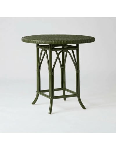 Table rotin laqué vert bronze